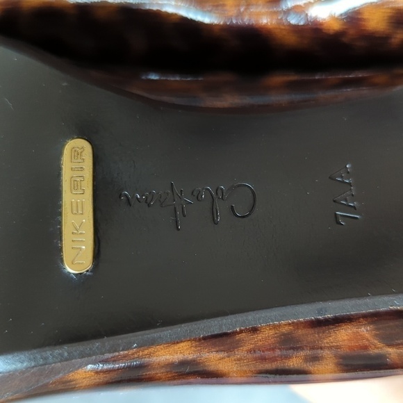 Cole Haan Nike Air Leopard Print Patent Leather Peep Toe Pumps Brown 7AA classic - Picture 8 of 9